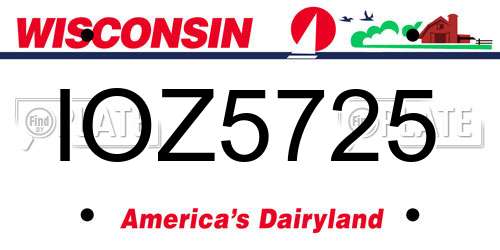IOZ5725 Wisconsin License Plate