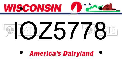 IOZ5778 Wisconsin License Plate