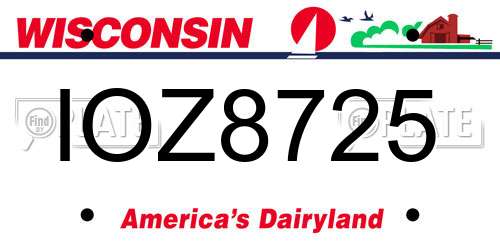 IOZ8725 Wisconsin License Plate