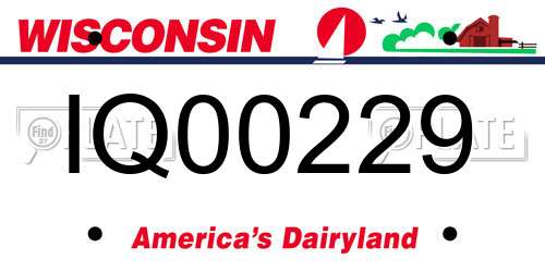 IQ00229 Wisconsin License Plate
