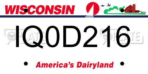 IQ0D216 Wisconsin License Plate