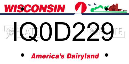 IQ0D229 Wisconsin License Plate