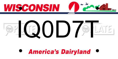 IQ0D7T Wisconsin License Plate