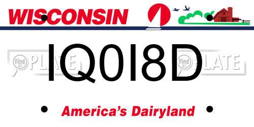 IQ0I8D Wisconsin License Plate