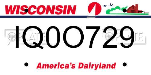 IQ0O729 Wisconsin License Plate