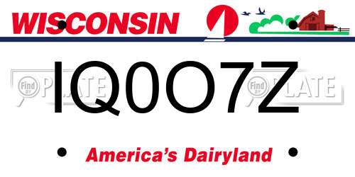 IQ0O7Z Wisconsin License Plate