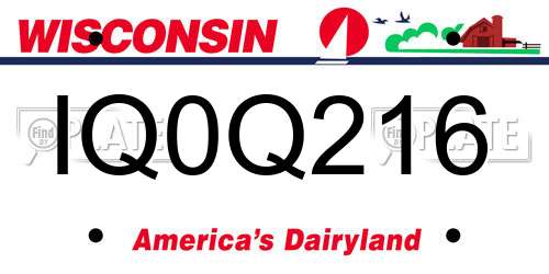 IQ0Q216 Wisconsin License Plate