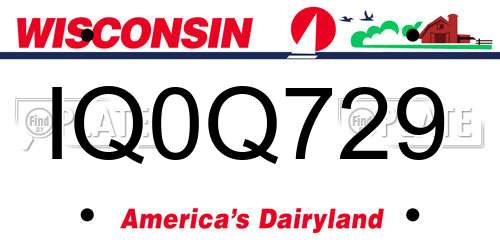 IQ0Q729 Wisconsin License Plate