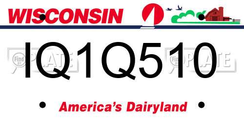 IQ1Q510 Wisconsin License Plate