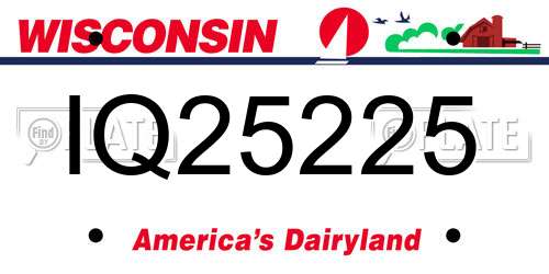 IQ25225 Wisconsin License Plate