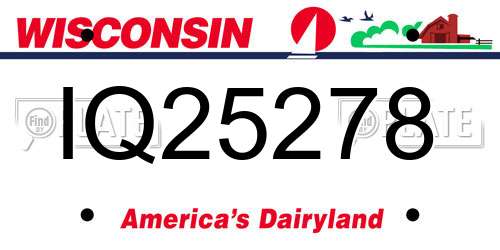 IQ25278 Wisconsin License Plate