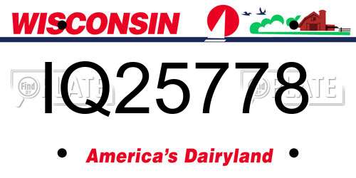 IQ25778 Wisconsin License Plate