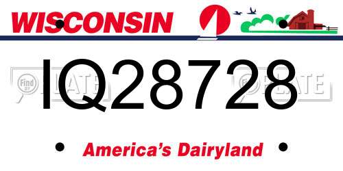 IQ28728 Wisconsin License Plate