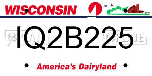 IQ2B225 Wisconsin License Plate