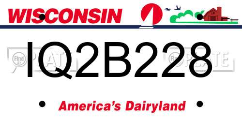 IQ2B228 Wisconsin License Plate