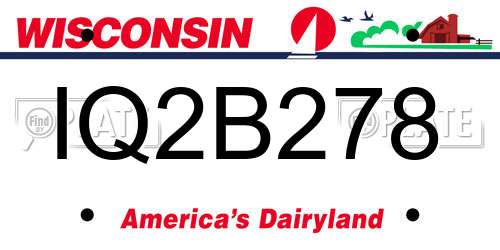 IQ2B278 Wisconsin License Plate
