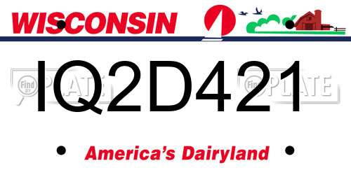 IQ2D421 Wisconsin License Plate