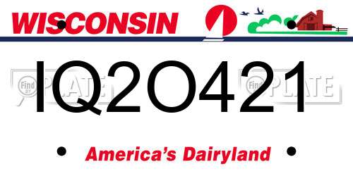IQ2O421 Wisconsin License Plate