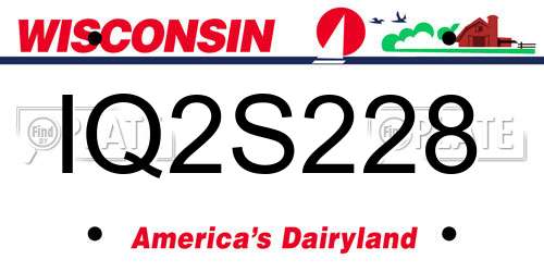 IQ2S228 Wisconsin License Plate