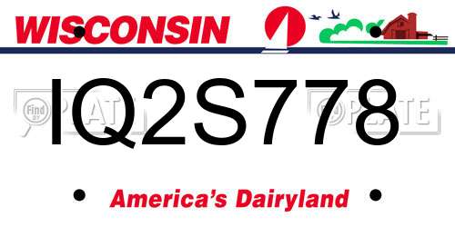 IQ2S778 Wisconsin License Plate