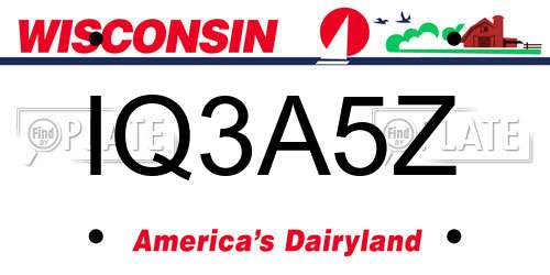 IQ3A5Z Wisconsin License Plate