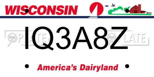 IQ3A8Z Wisconsin License Plate