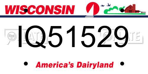 IQ51529 Wisconsin License Plate