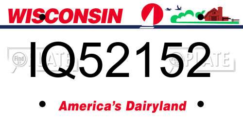 IQ52152 Wisconsin License Plate