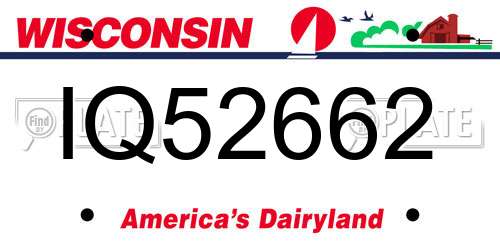 IQ52662 Wisconsin License Plate