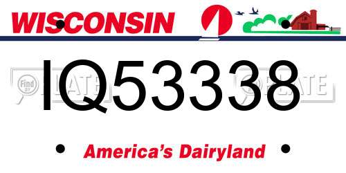 IQ53338 Wisconsin License Plate