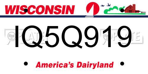 IQ5Q919 Wisconsin License Plate
