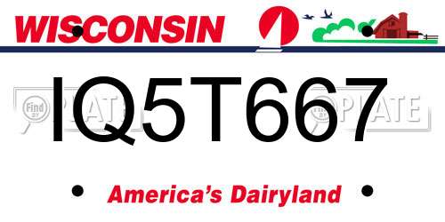 IQ5T667 Wisconsin License Plate