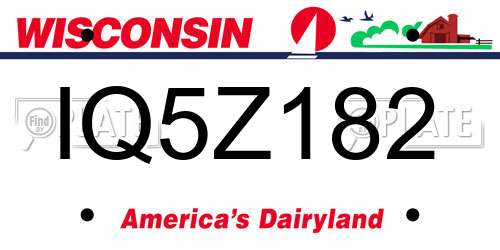 IQ5Z182 Wisconsin License Plate