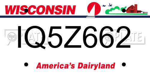 IQ5Z662 Wisconsin License Plate