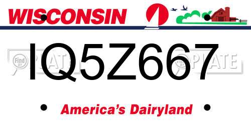 IQ5Z667 Wisconsin License Plate
