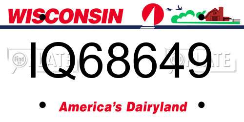 IQ68649 Wisconsin License Plate