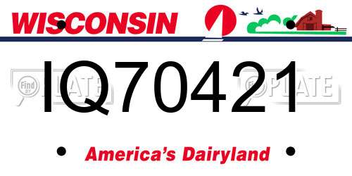 IQ70421 Wisconsin License Plate