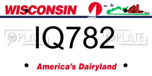 IQ782 Wisconsin License Plate