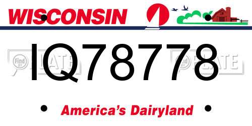IQ78778 Wisconsin License Plate