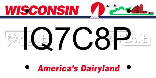 IQ7C8P Wisconsin License Plate
