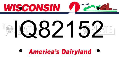 IQ82152 Wisconsin License Plate
