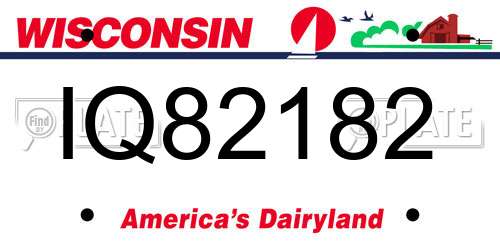 IQ82182 Wisconsin License Plate