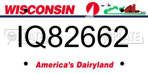 IQ82662 Wisconsin License Plate