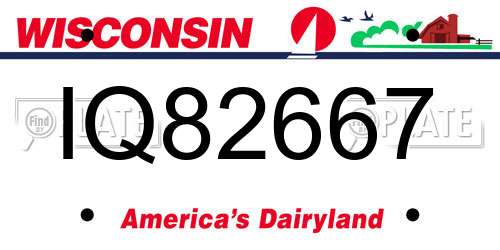 IQ82667 Wisconsin License Plate