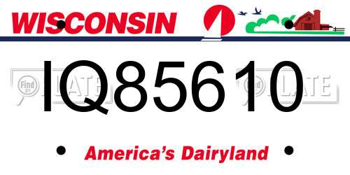 IQ85610 Wisconsin License Plate