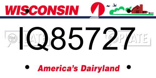 IQ85727 Wisconsin License Plate