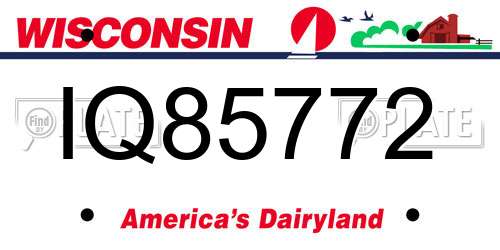 IQ85772 Wisconsin License Plate