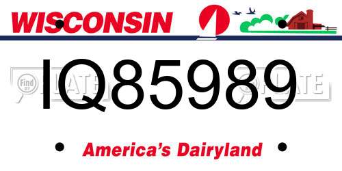IQ85989 Wisconsin License Plate