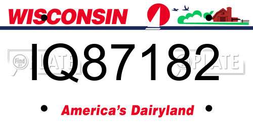 IQ87182 Wisconsin License Plate