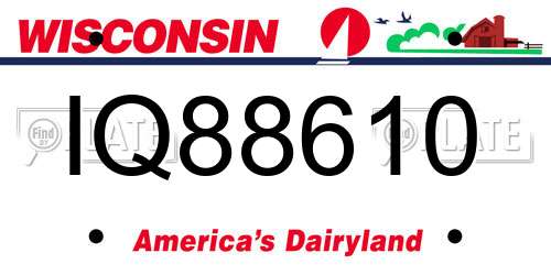 IQ88610 Wisconsin License Plate